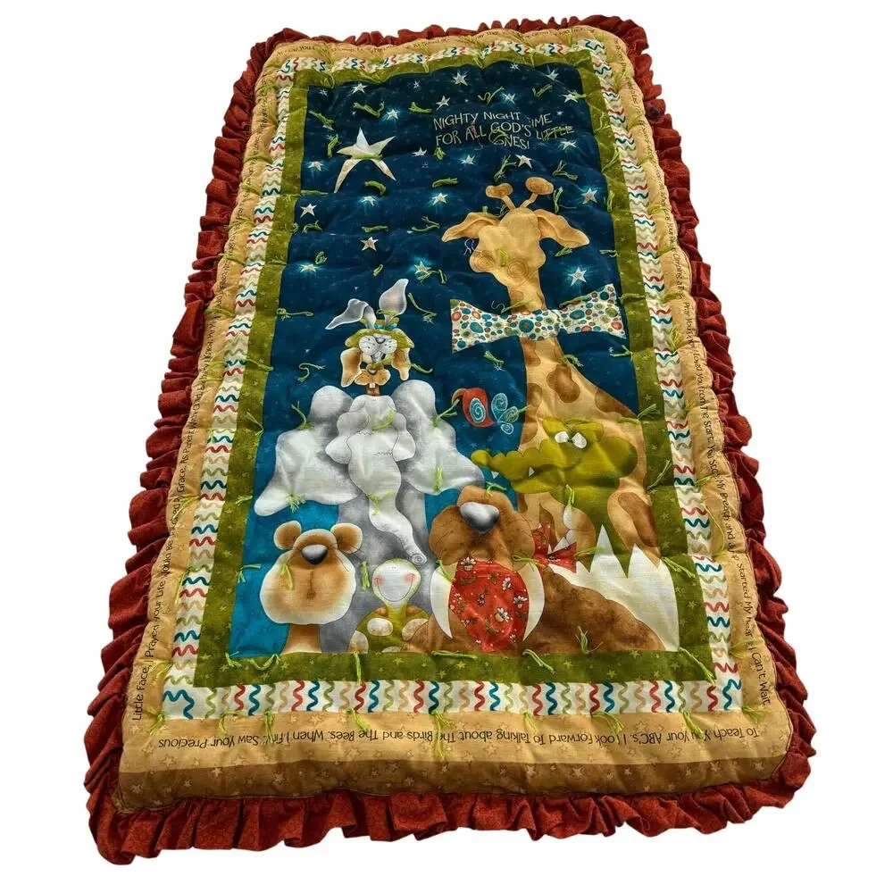 HANDMADE OOAK Safari Noah's Ark Baby Quilt Play Mat Christian Nursery Blanket
